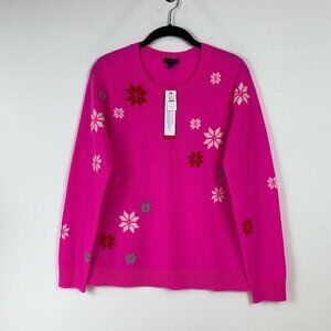 Talbots Pink Floral Cashmere Sweater - Luxurious Knitwear Size S/M